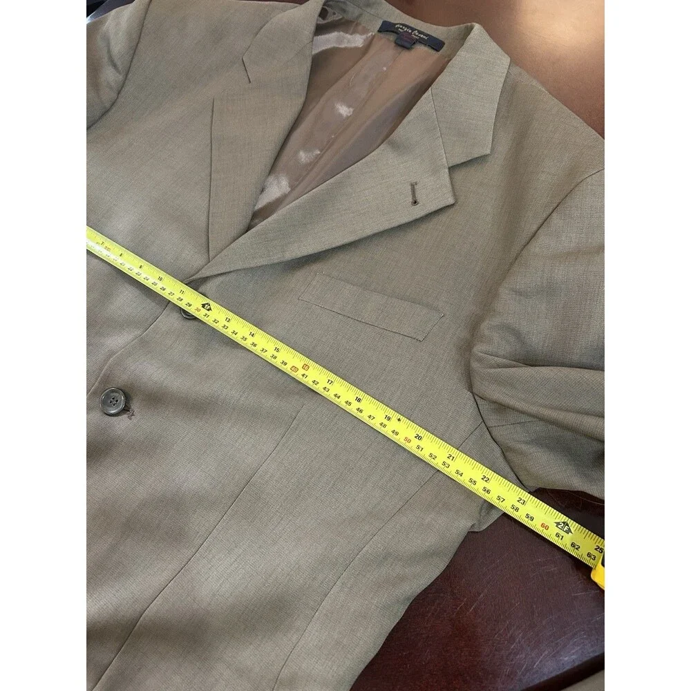 Giorgio Cosani Beige Solid Blazer Jacket 44R Single-Breasted 3-Button Vintage